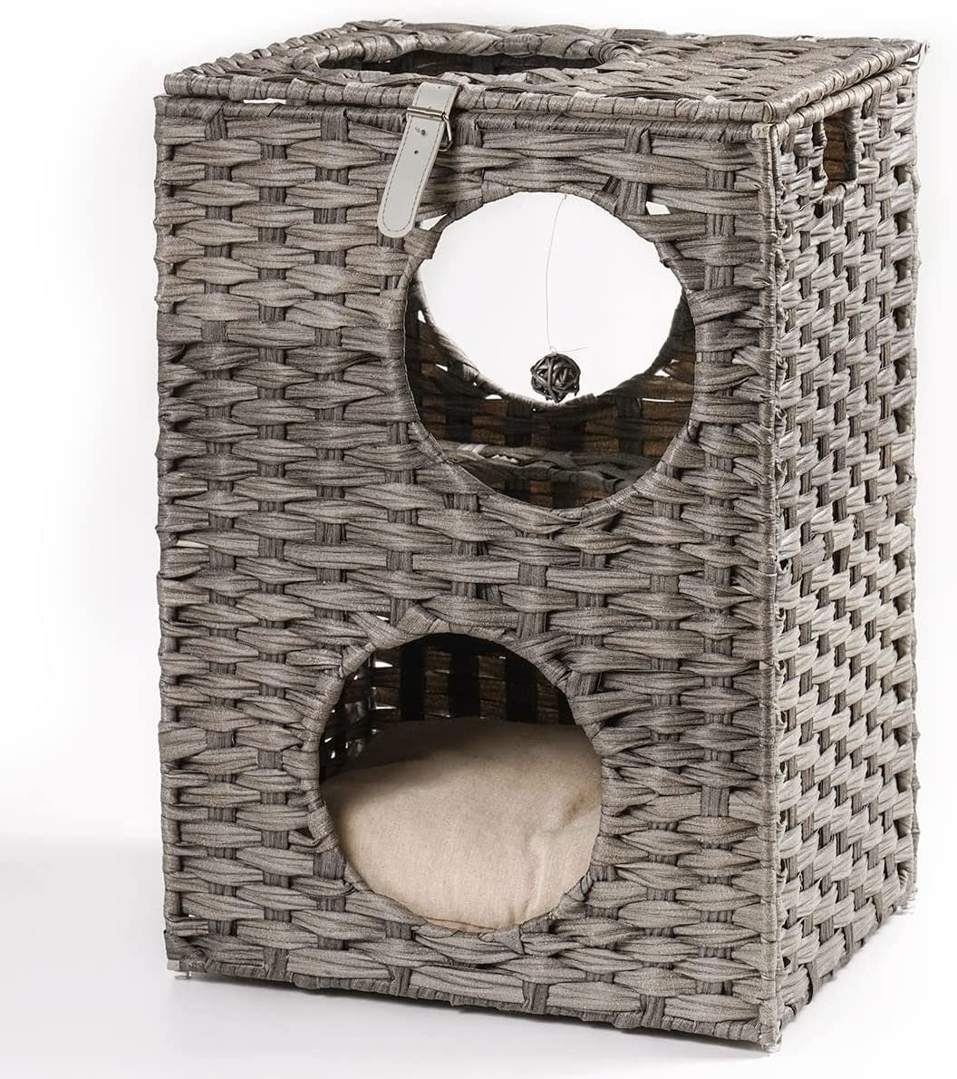 MEWOOFUN Cat House Wicker Cat Bed for Indoor Cats Woven Rattan Cat